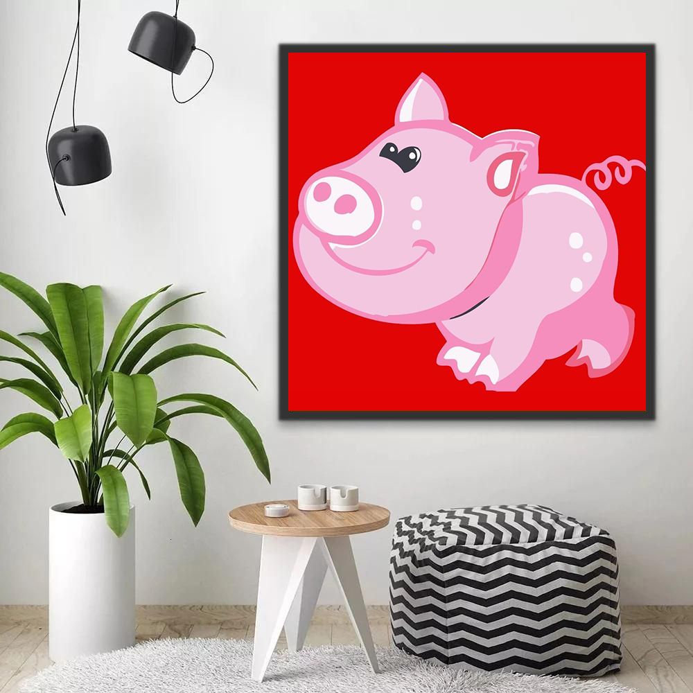 Schattig Roze Varken Schilderen op Nummers Kinderen