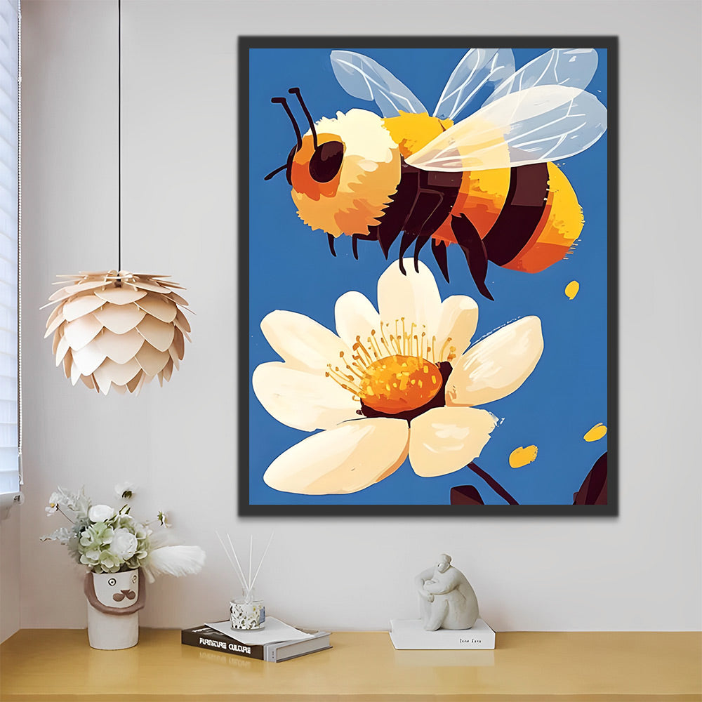 Schattige Bij met Witte Bloem Schilderen op Nummers