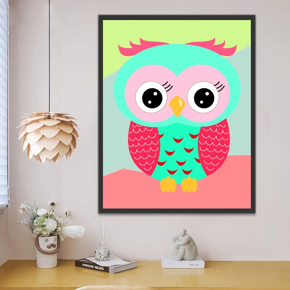 Schattige Blauwe Uil Schilderen op Nummers Kinderen