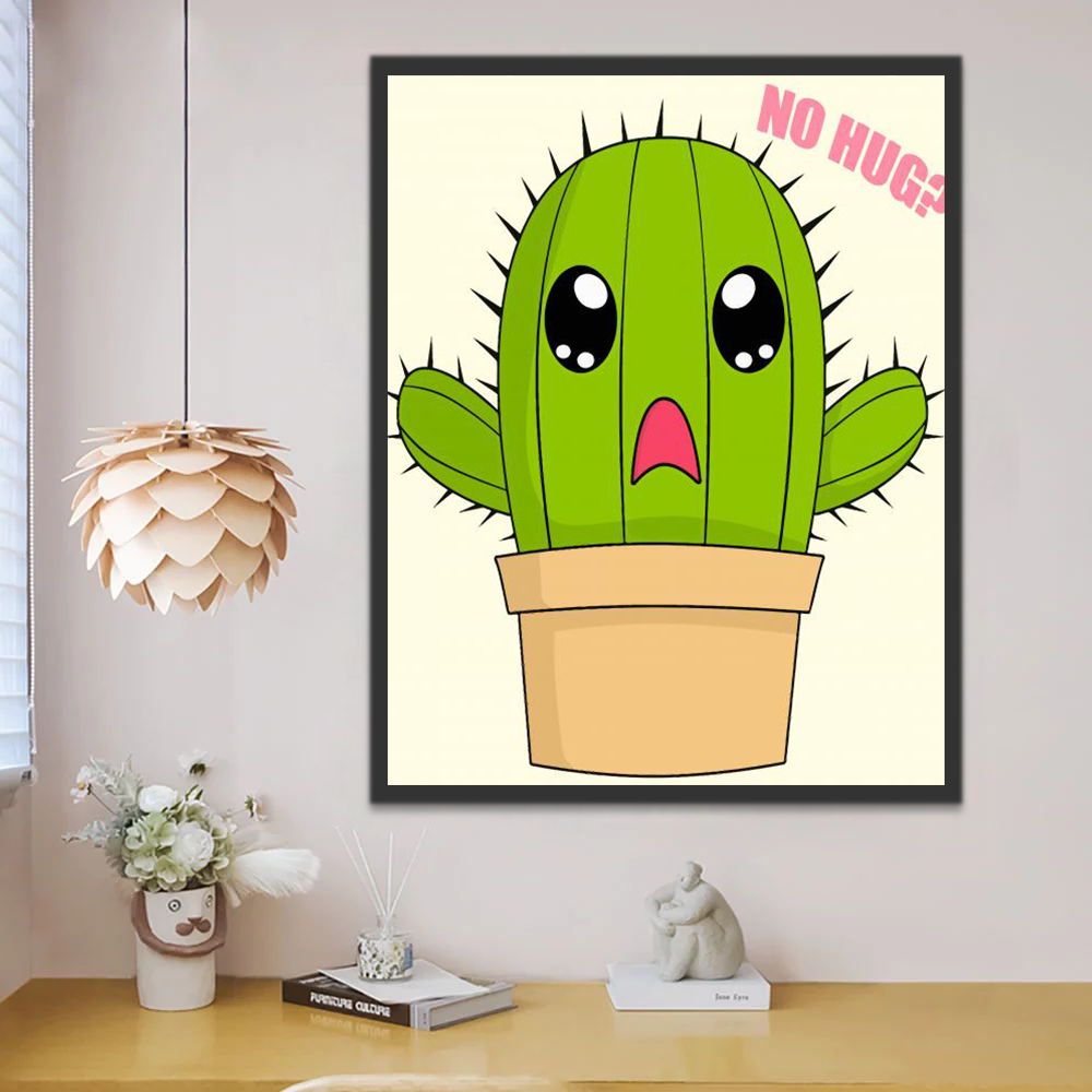 Schattige Cartoon Cactus Kinderen Schilderen op Nummers