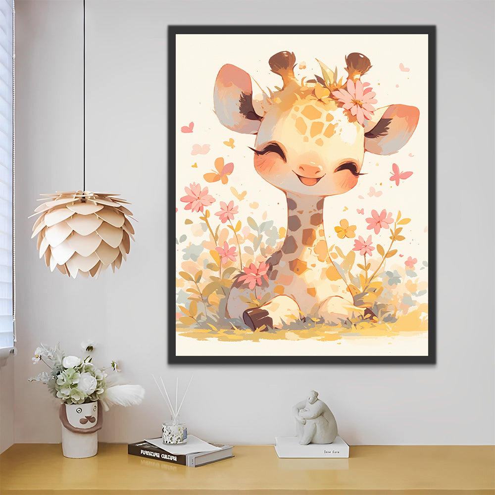 Schattige Cartoon Giraffe Schilderen op Nummers