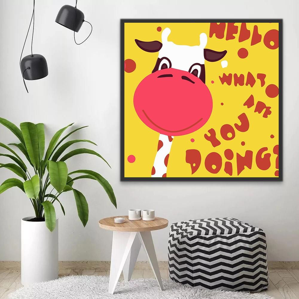 Schattige Cartoon Giraffe Schilderen op Nummers Kinderen