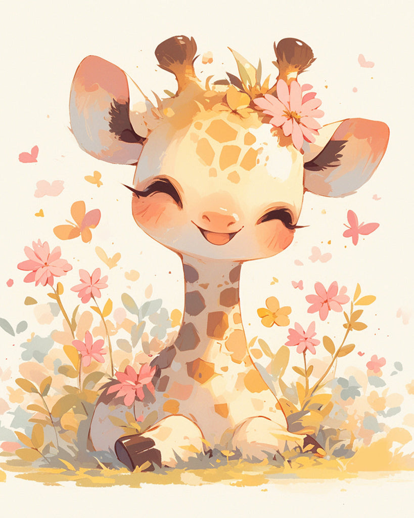 Schattige Cartoon Giraffe Schilderen op Nummers