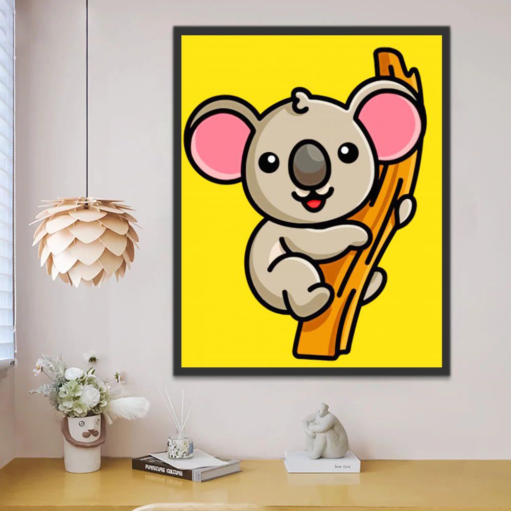 Schattige Cartoon Koala in Grijs Schilderen op Nummers