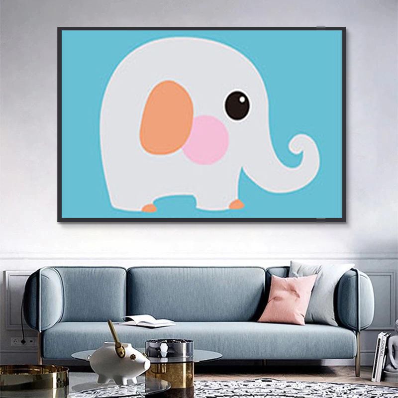 Schattige Cartoon Olifant Baby Schilderen op Nummers Kinderen