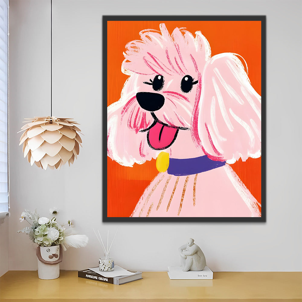 Schattige Cartoon Witte Hond Schilderen op Nummers