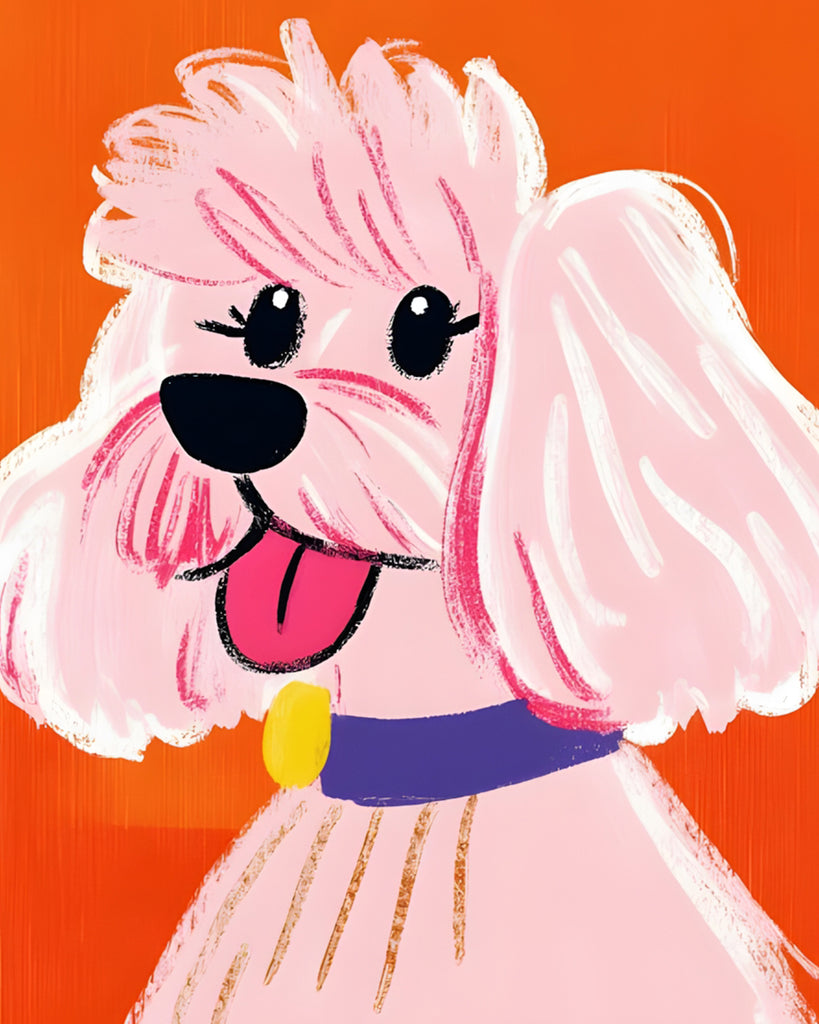 Schattige Cartoon Witte Hond Schilderen op Nummers