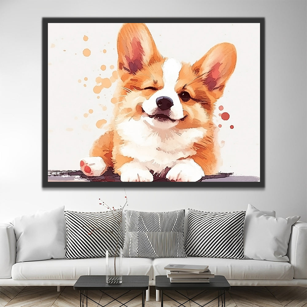 Schattige Corgi Hond Schilderen op Nummers