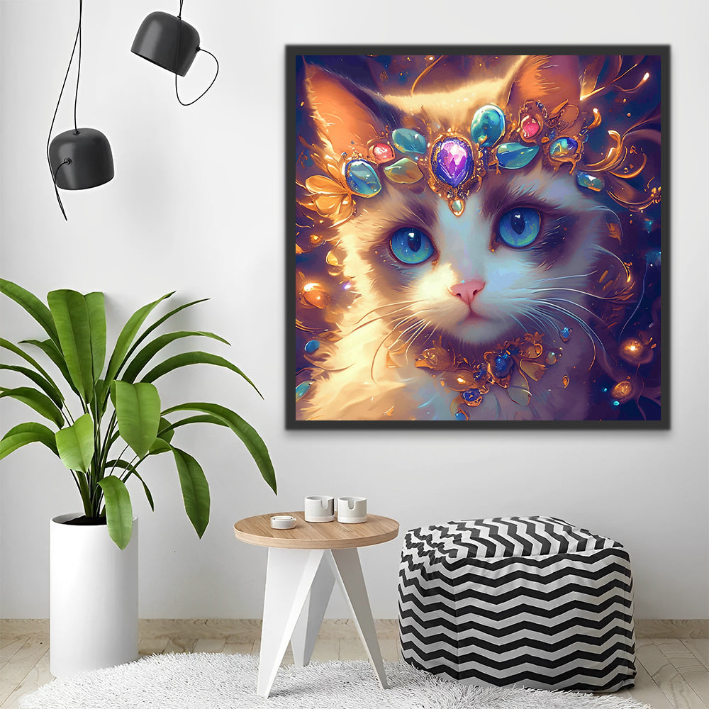 Schattige Kat die Sieraden Draagt Schilderen op Nummers