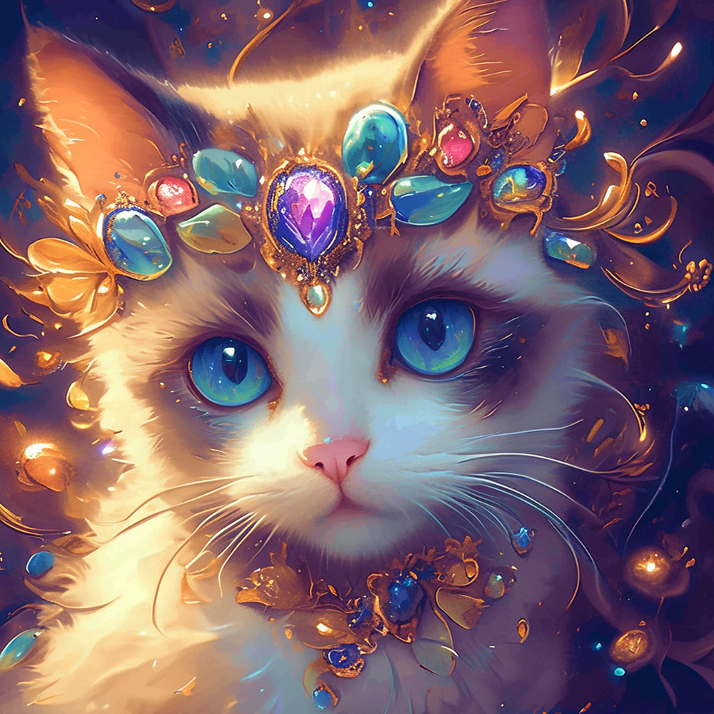 Schattige Kat die Sieraden Draagt Schilderen op Nummers