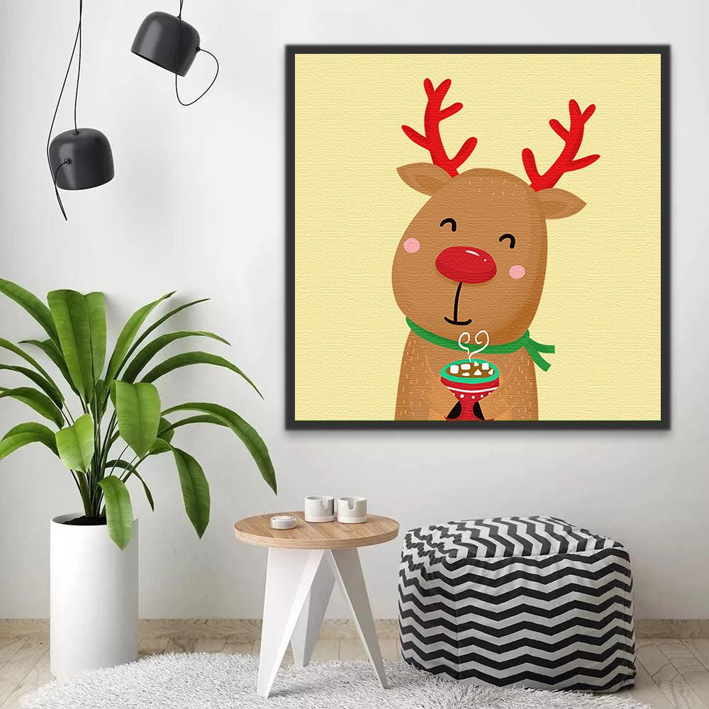 Schattige Kerst Eland Schilderen op Nummers Kinderen