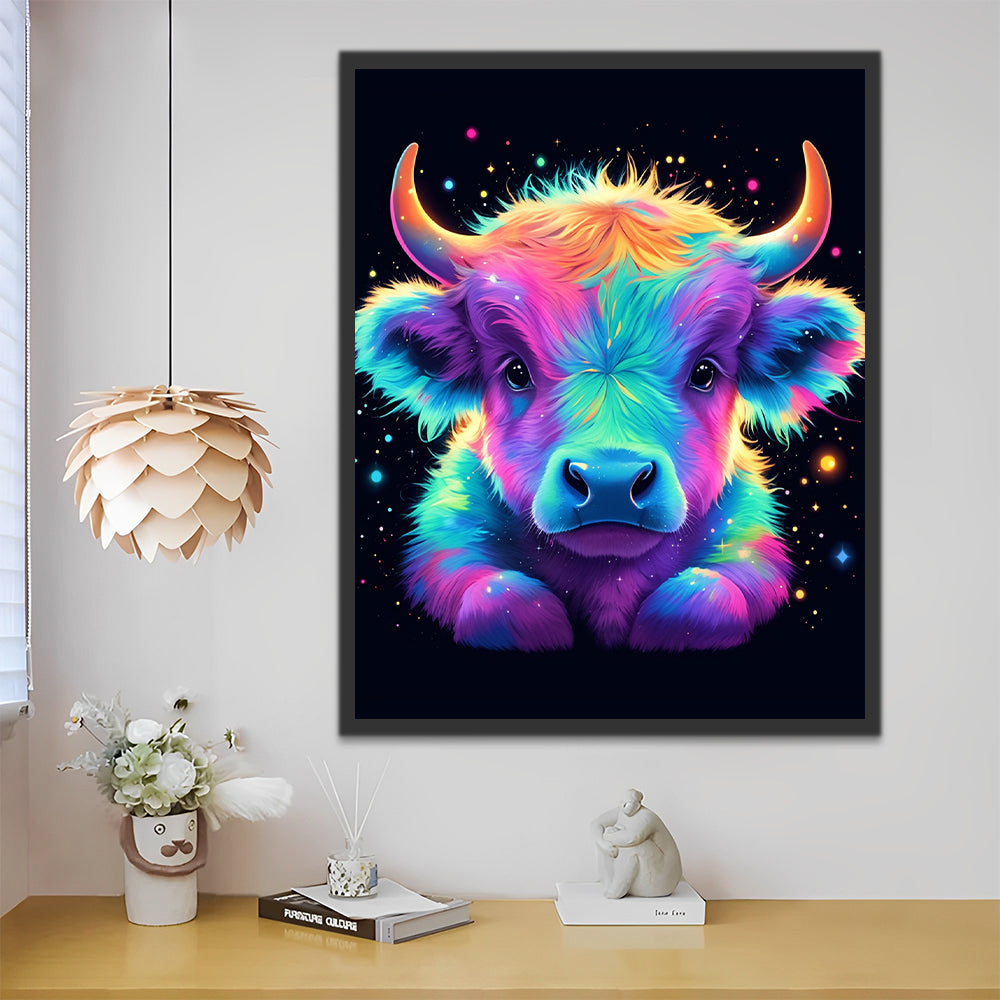 Schattige Kleurrijke Baby Yak Schilderen op Nummers