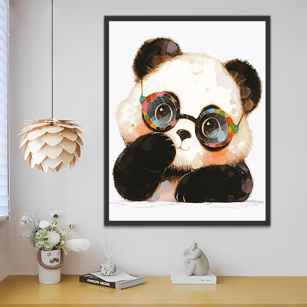 Schattige Panda met Bril Schilderen op Nummers