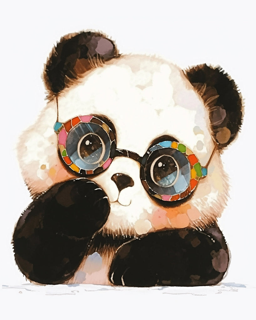 Schattige Panda met Bril Schilderen op Nummers