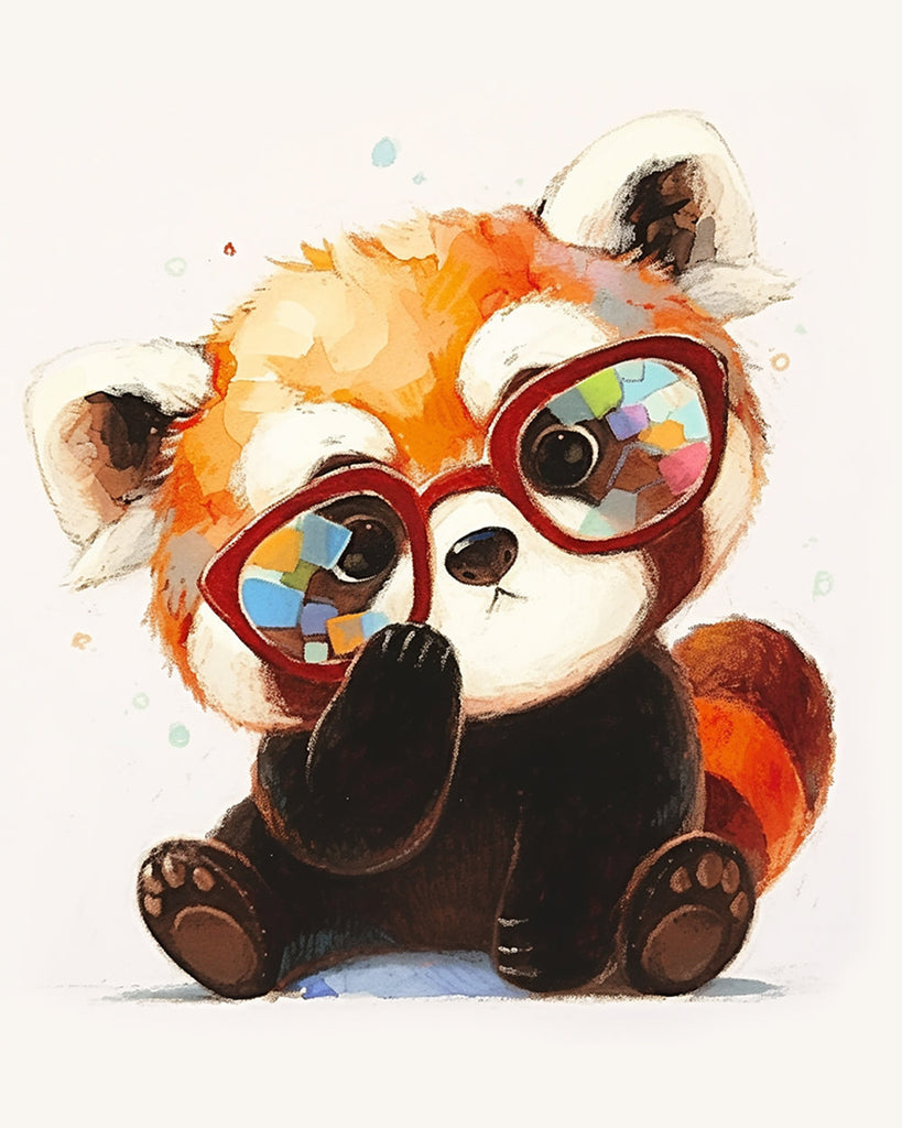 Schattige Rode Panda met Bril Schilderen op Nummers