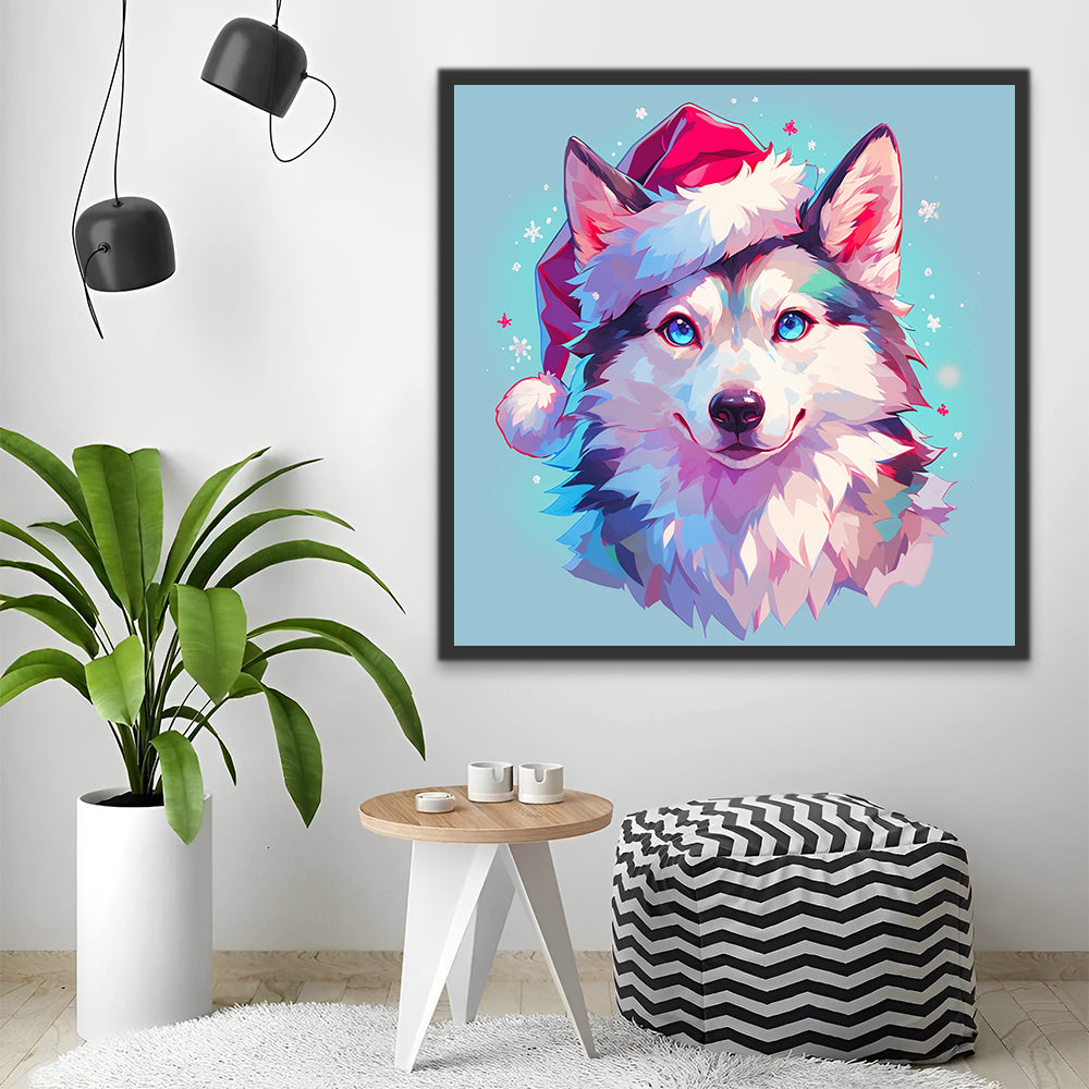 Schattige Wolf met Rode Hoed Schilderen op Nummers