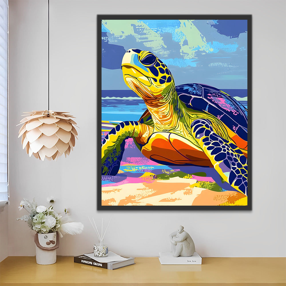 Schildpad aan de Kust Schilderen op Nummers