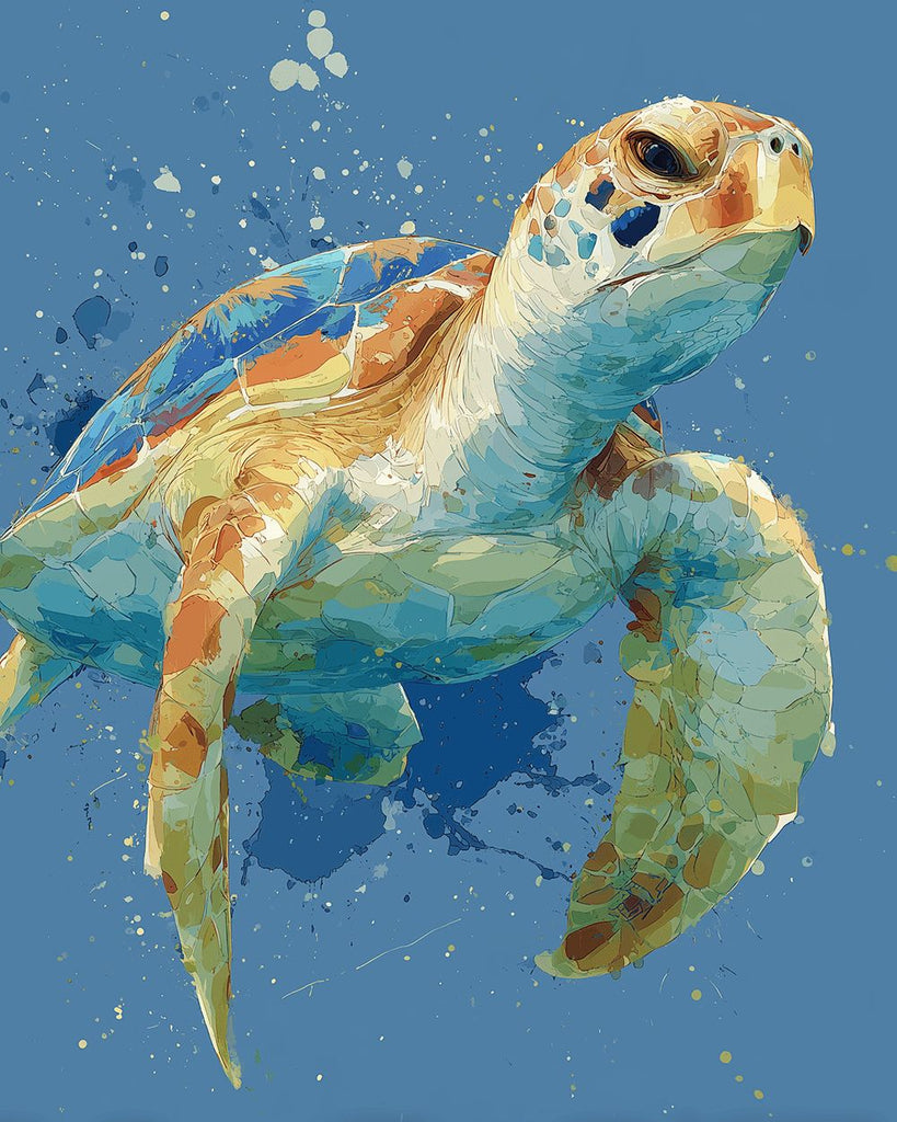 Schildpad die Krachtig Zwemt Schilderen op Nummers