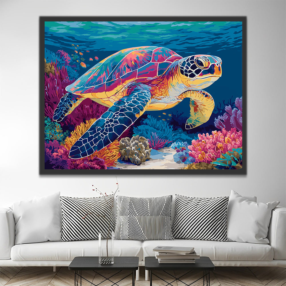 Schildpadden en Koralen in de Diepe Zee Schilderen op Nummers