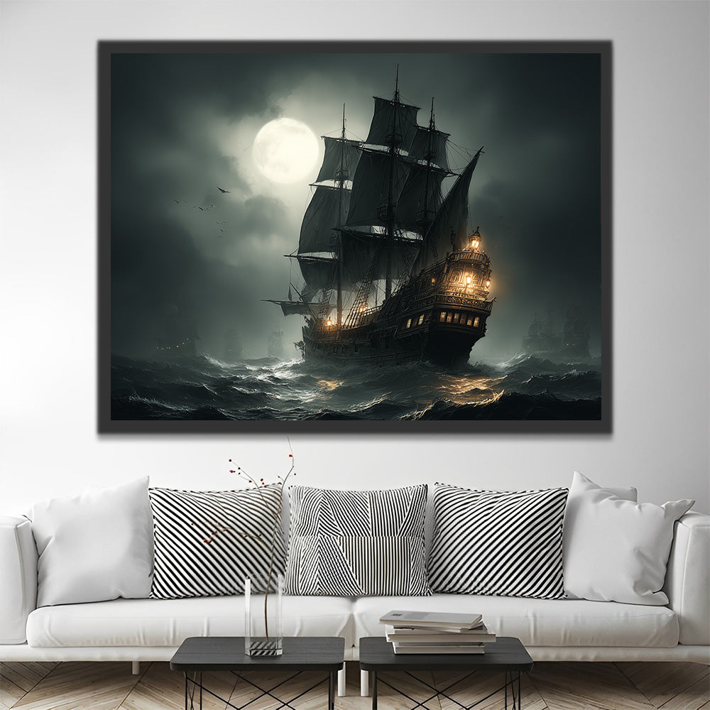 Schip op Zee onder Donkere Wolken Schilderen op Nummers