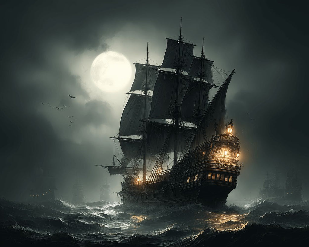 Schip op Zee onder Donkere Wolken Schilderen op Nummers