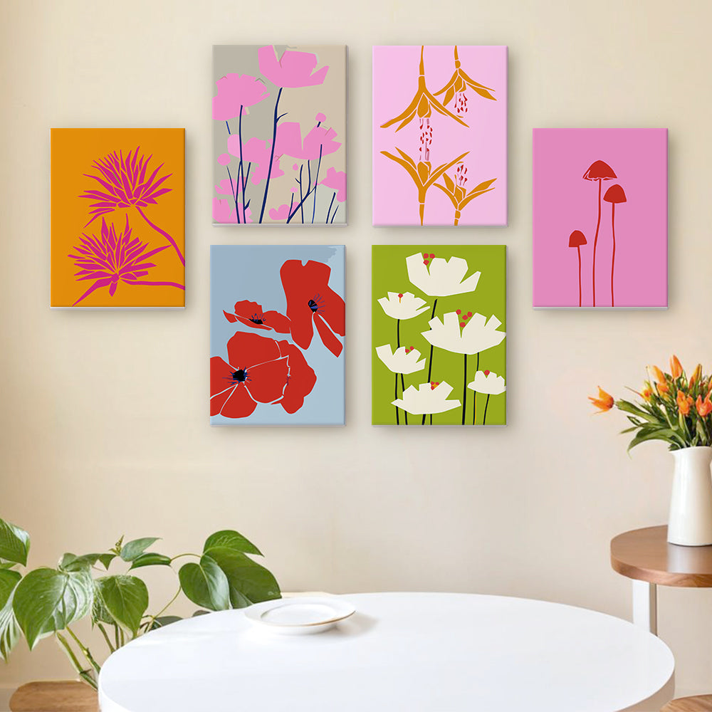 Simpele Bloemen 6 Stuks Mini Schilderen op Nummers