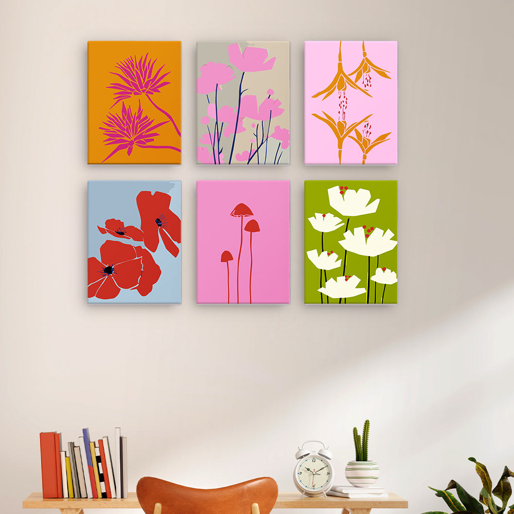 Simpele Bloemen 6 Stuks Mini Schilderen op Nummers