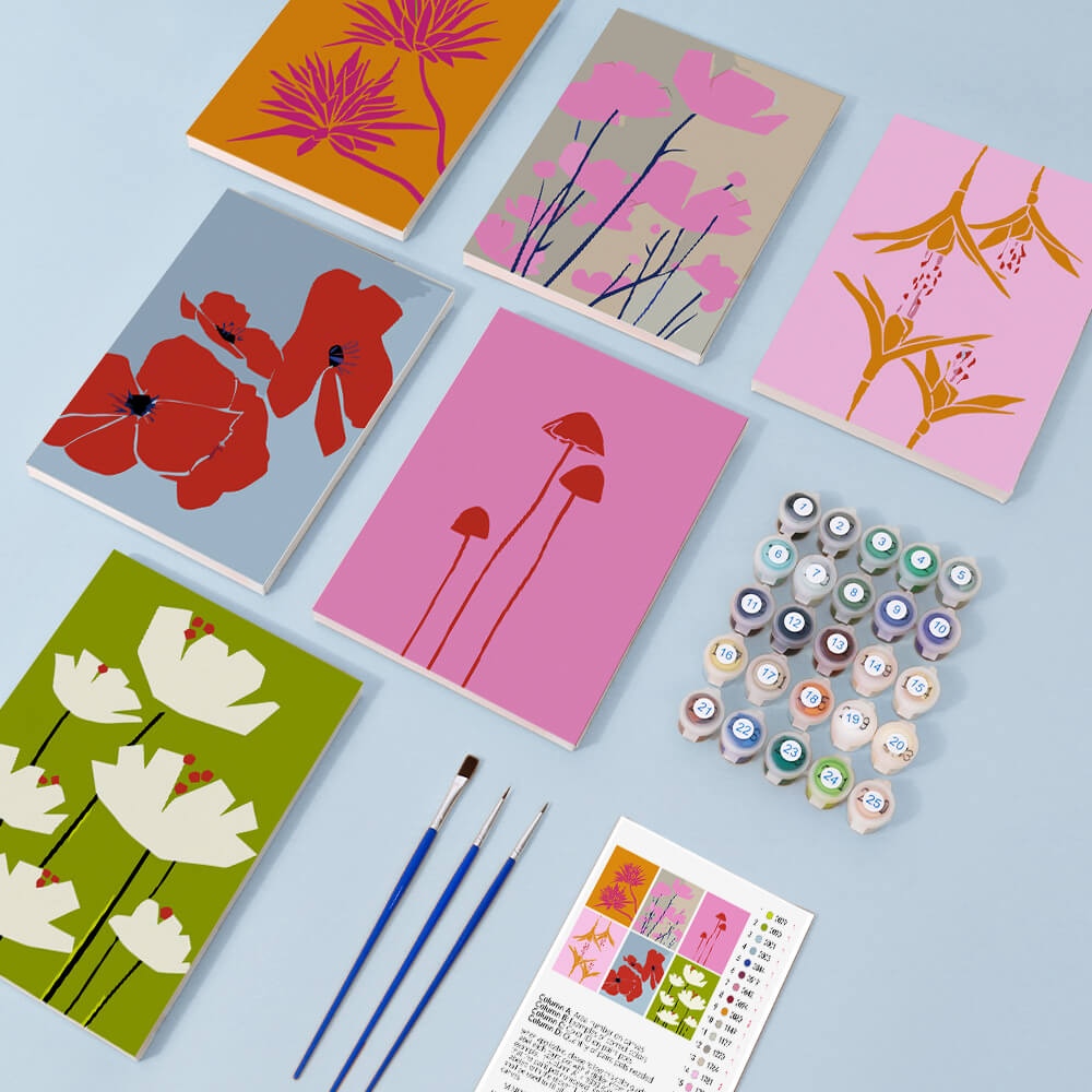 Simpele Bloemen 6 Stuks Mini Schilderen op Nummers