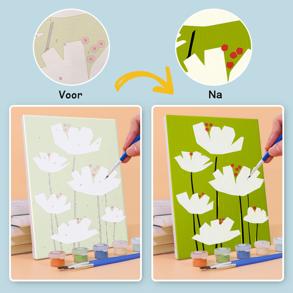 Simpele Bloemen 6 Stuks Mini Schilderen op Nummers
