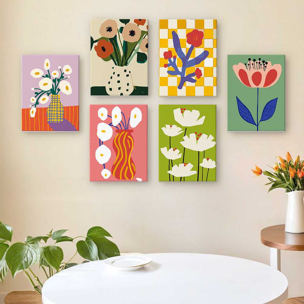 Simpele Kleine Bloemen 6 Stuks Mini Schilderen op Nummers