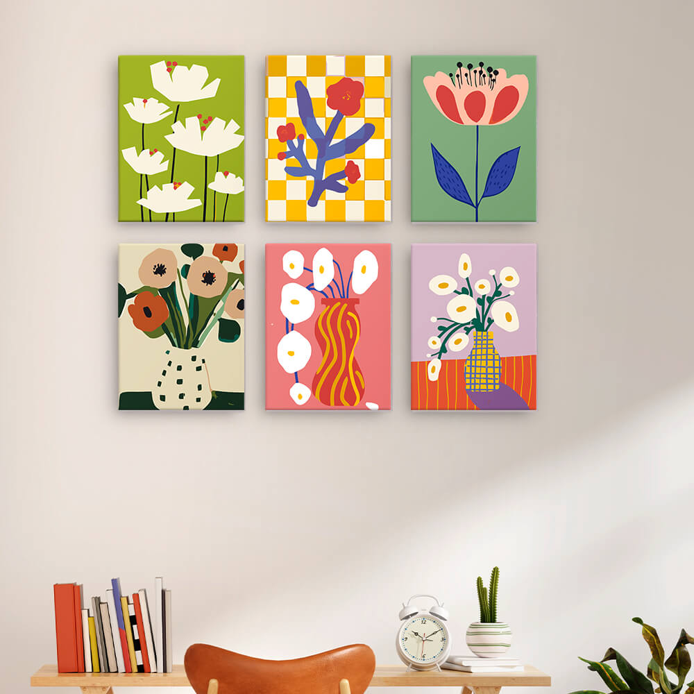Simpele Kleine Bloemen 6 Stuks Mini Schilderen op Nummers