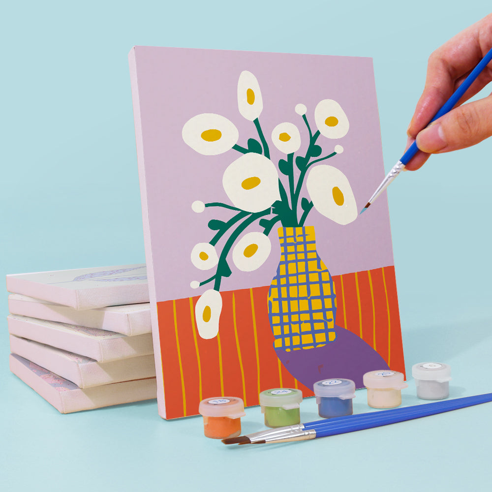 Simpele Kleine Bloemen 6 Stuks Mini Schilderen op Nummers