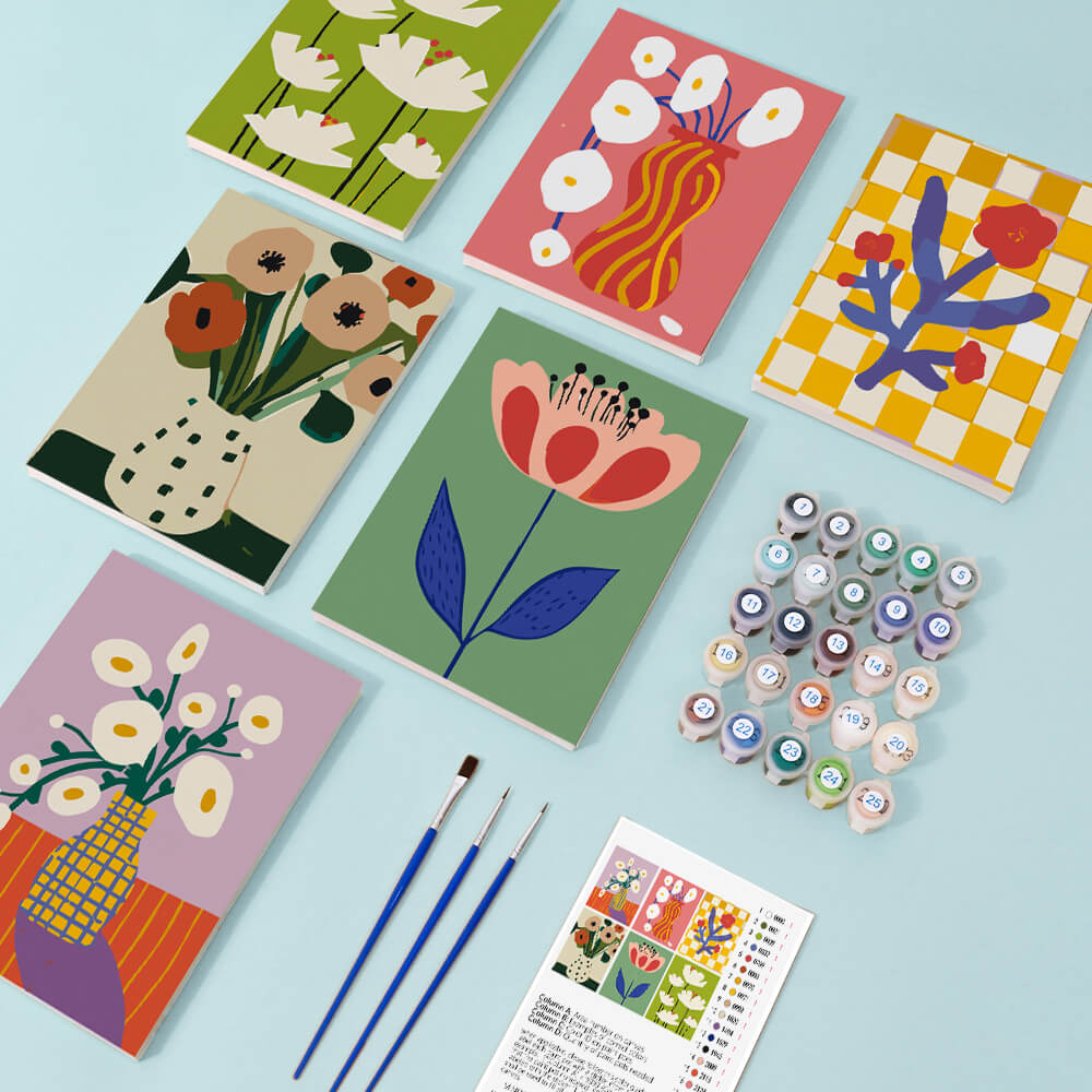 Simpele Kleine Bloemen 6 Stuks Mini Schilderen op Nummers
