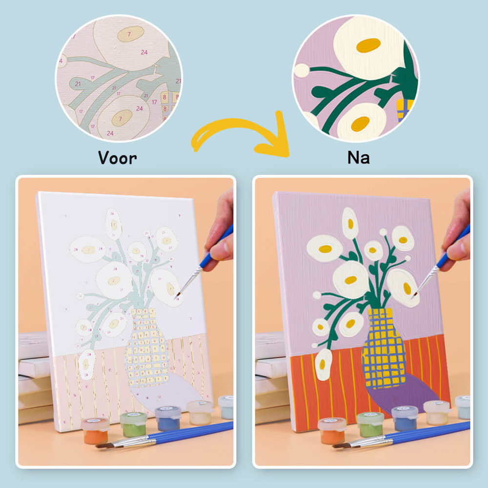 Simpele Kleine Bloemen 6 Stuks Mini Schilderen op Nummers