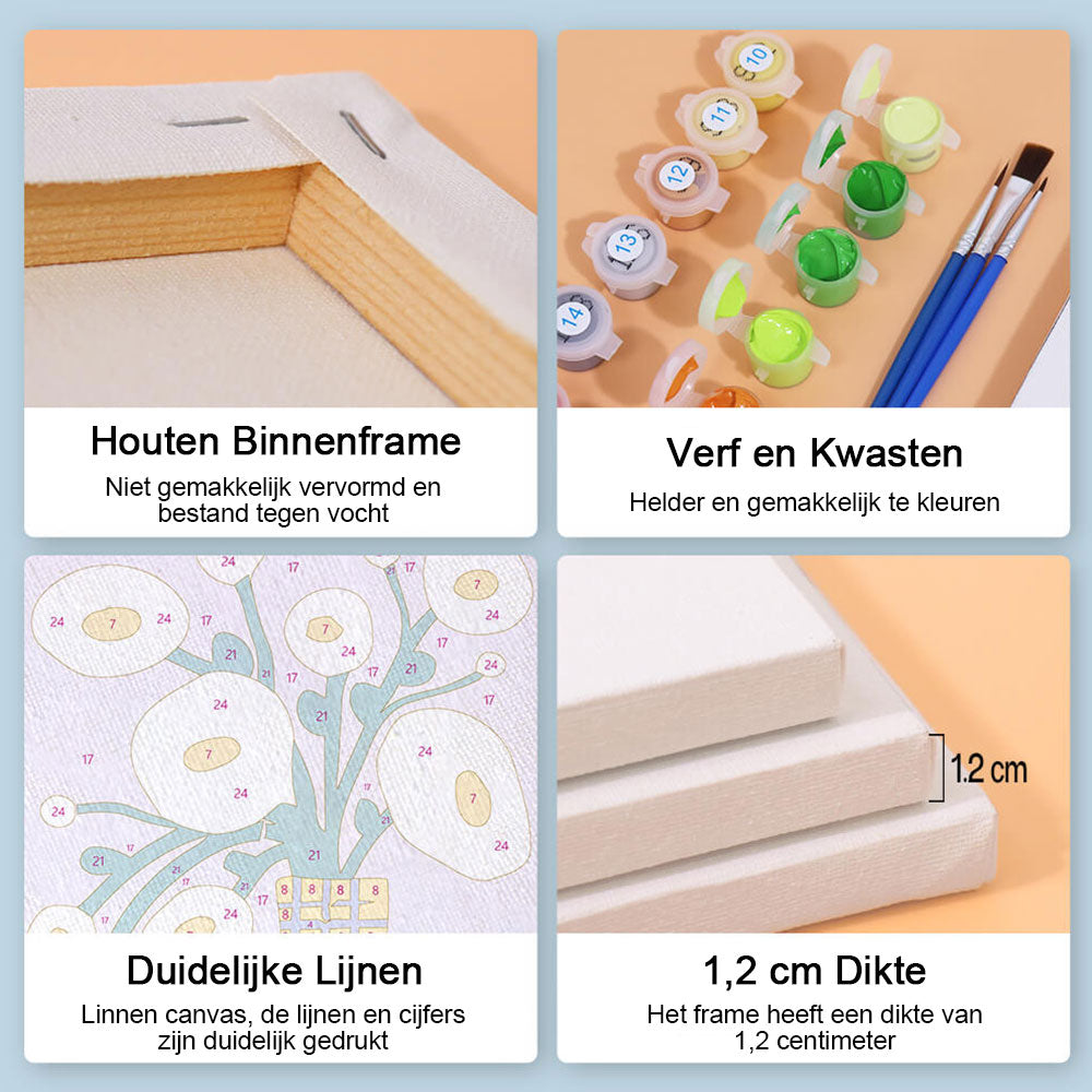 Simpele Kleine Bloemen 6 Stuks Mini Schilderen op Nummers