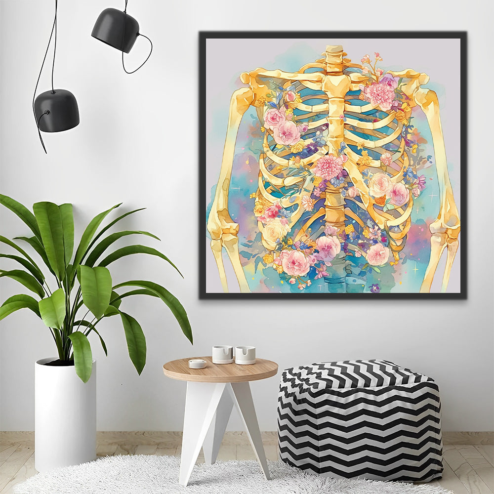 Skeletlichaam en Roze Bloemen Schilderen op Nummers