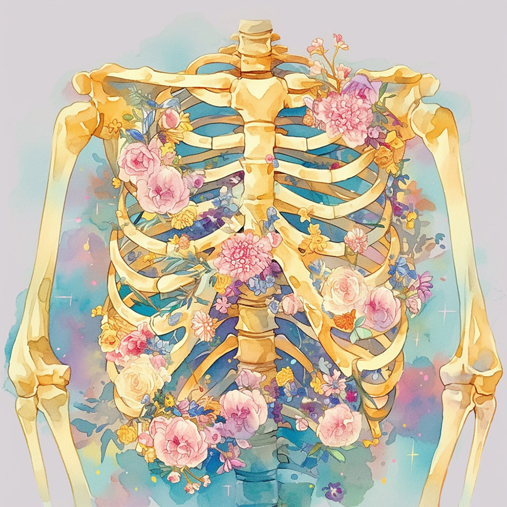 Skeletlichaam en Roze Bloemen Schilderen op Nummers
