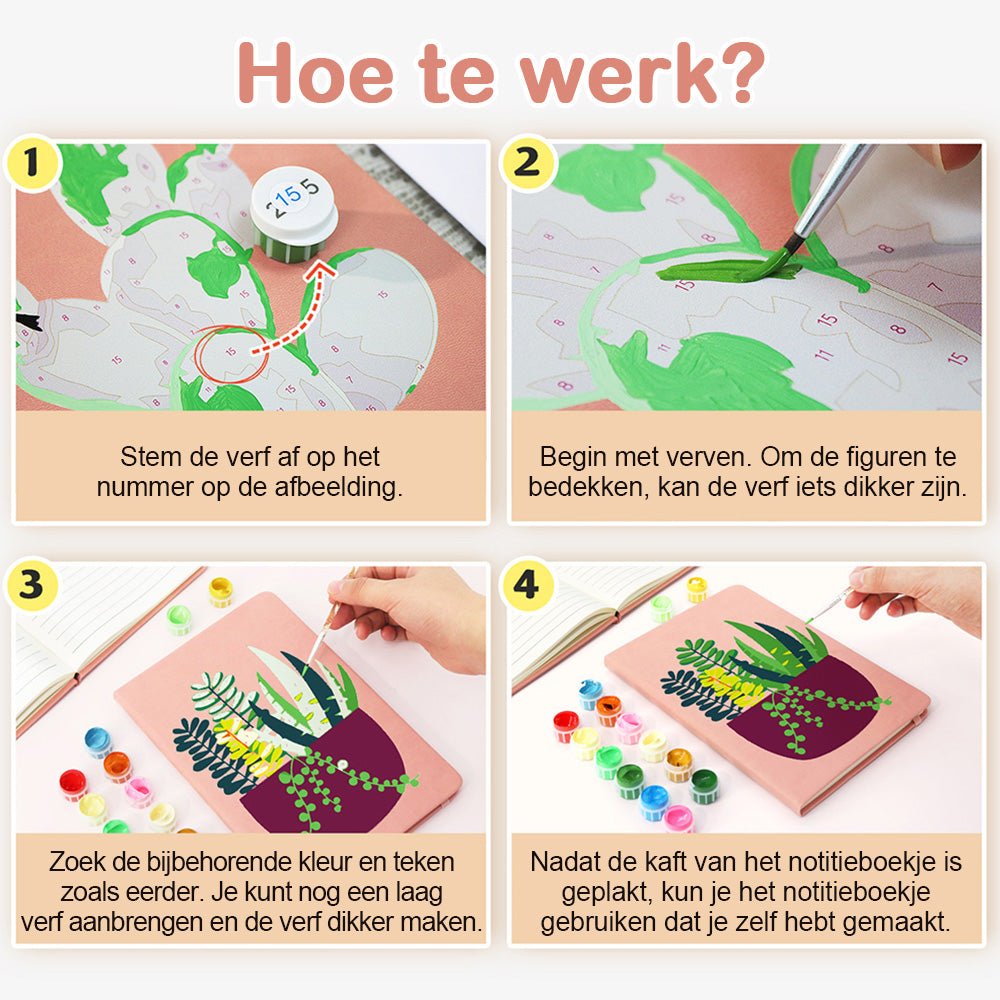 Smaragdgroene Kamerplanten Notitieboek Schilderen op Nummers