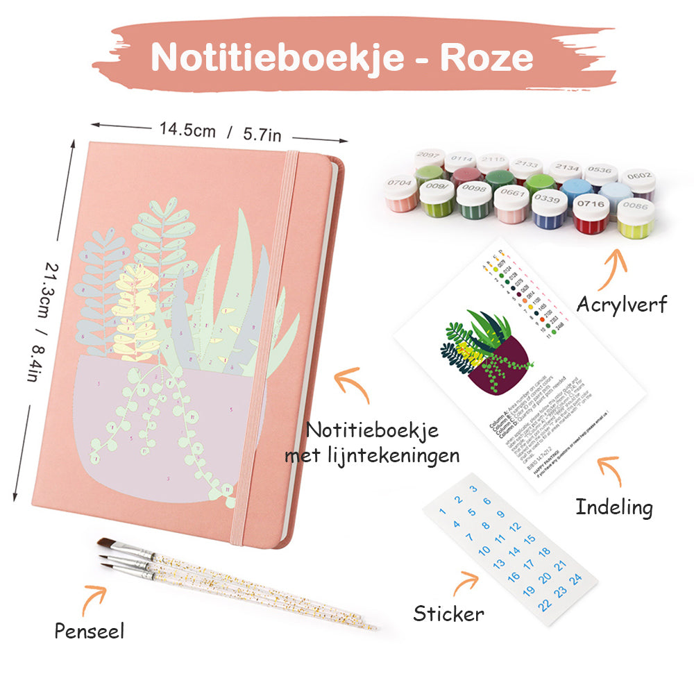 Smaragdgroene Kamerplanten Notitieboek Schilderen op Nummers