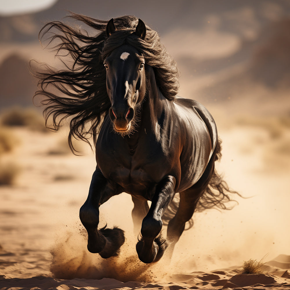 Sprintende Zwarte Paard Schilderen op Nummers