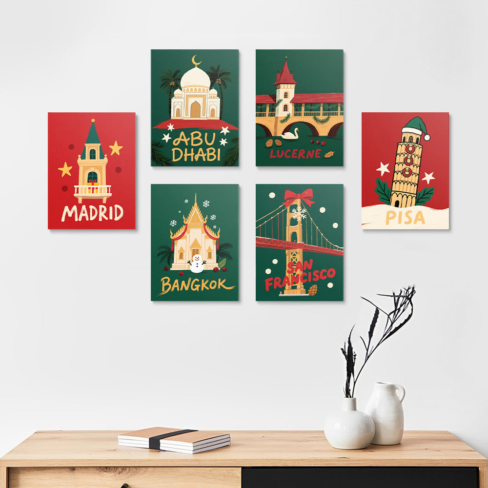 Bezienswaardigheden Vieren Kerstmis 6 Stuks Mini Schilderen op Nummers