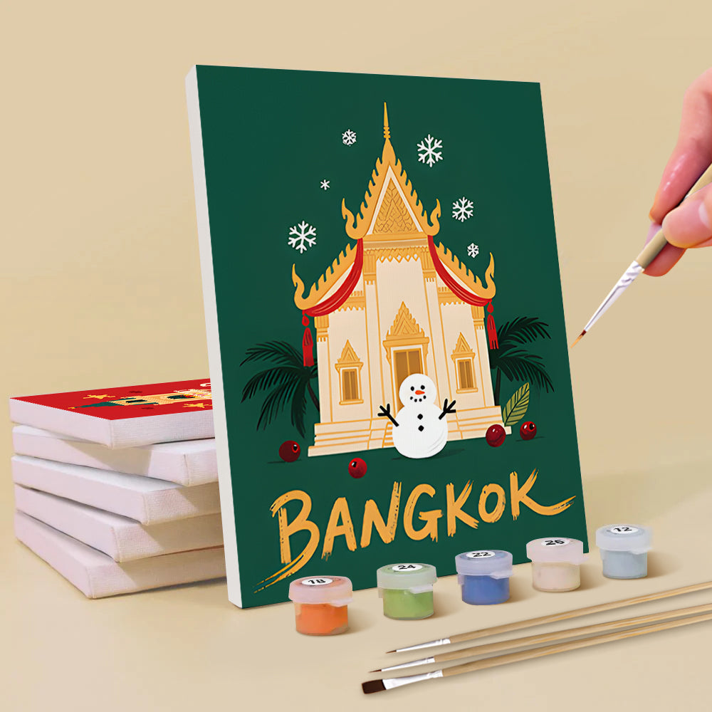 Bezienswaardigheden Vieren Kerstmis 6 Stuks Mini Schilderen op Nummers