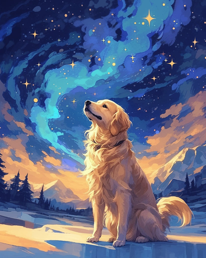 Sterrenkijkende Golden Retriever Schilderen op Nummers