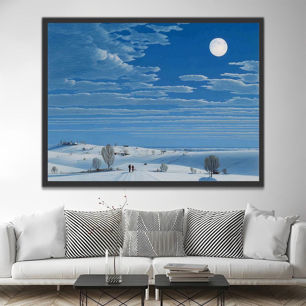 Stil en Leeg Sneeuwveld onder de Blauwe Lucht Schilderen op Nummers