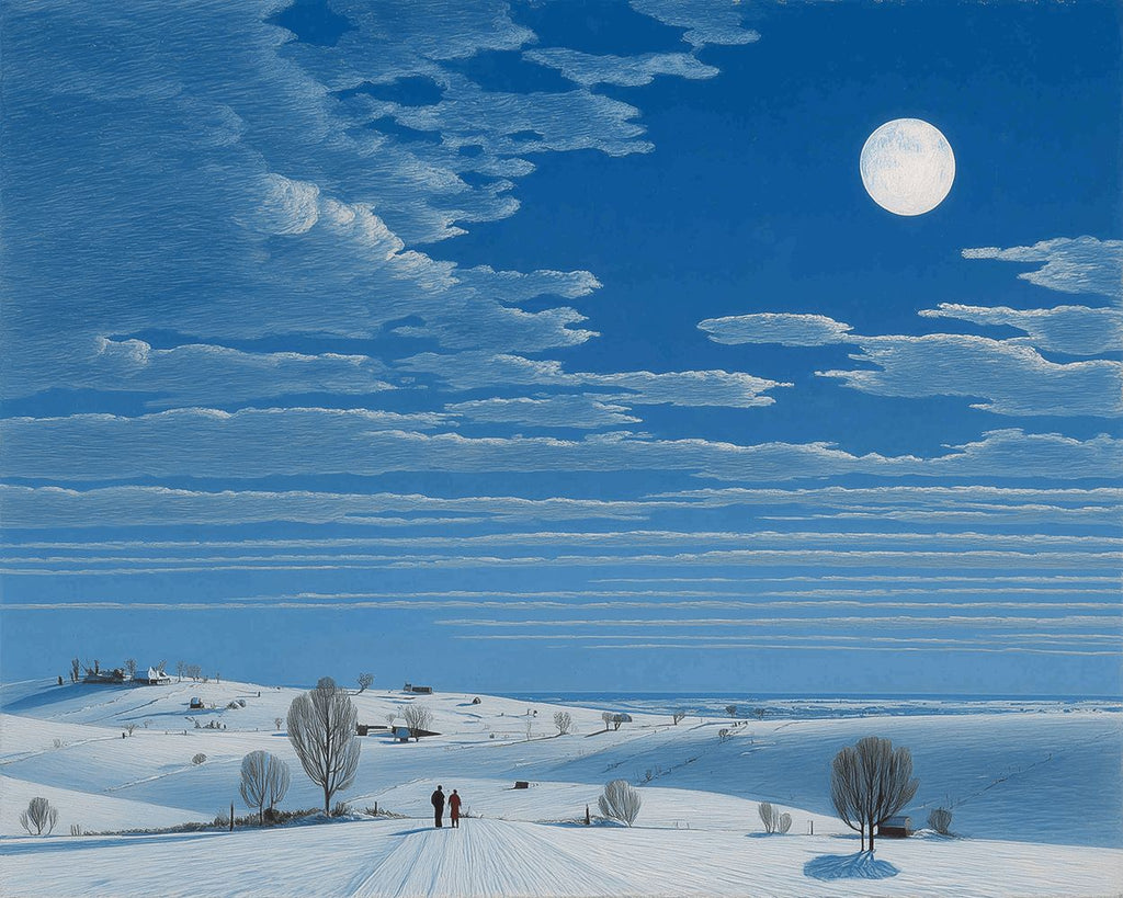 Stil en Leeg Sneeuwveld onder de Blauwe Lucht Schilderen op Nummers
