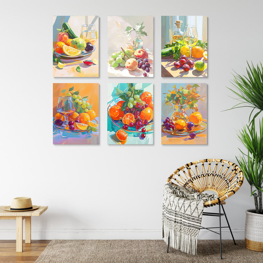 Stilleven met Fruit 6 Stuks Mini Schilderen op Nummers