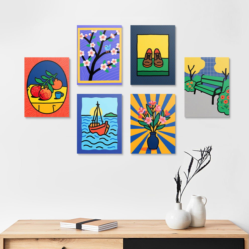 Stilleven Schilderij 6 Stuks Mini Schilderen op Nummers