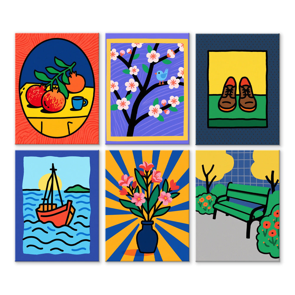 Stilleven Schilderij 6 Stuks Mini Schilderen op Nummers