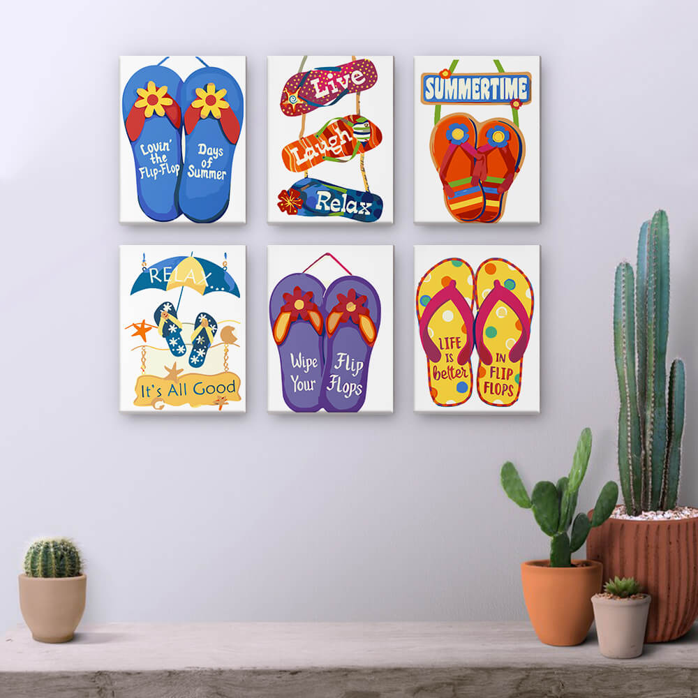 Strandslippers 6 Stuks Mini Schilderen op Nummers