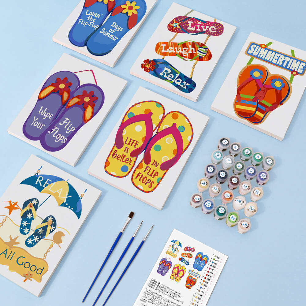 Strandslippers 6 Stuks Mini Schilderen op Nummers
